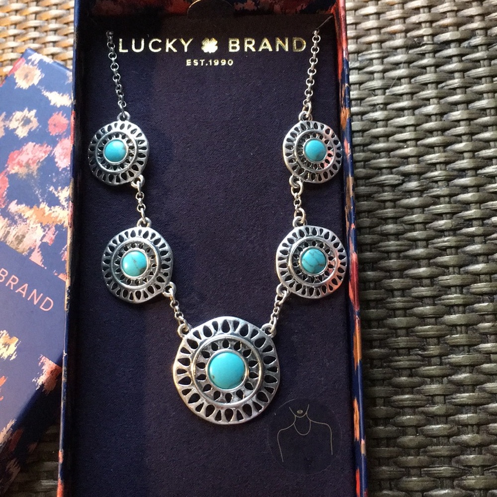 🍀Lucky Brand semi prec turquoise/silver necklace - Picture 3 of 8